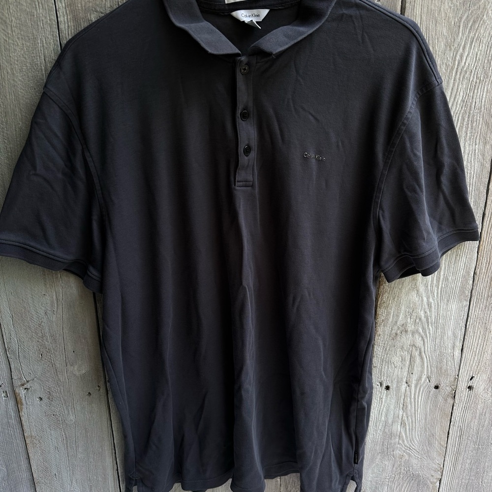 Calvin Klein Men’s Liquid Cotton Short Sleeve Polo- Gray XL- Excellent!